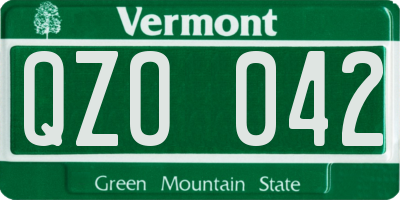 VT license plate QZO042