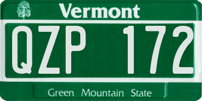 VT license plate QZP172