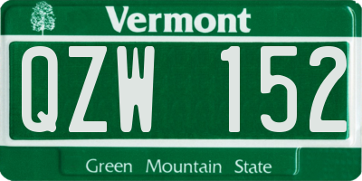 VT license plate QZW152
