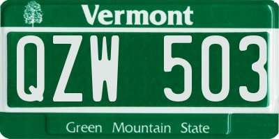 VT license plate QZW503