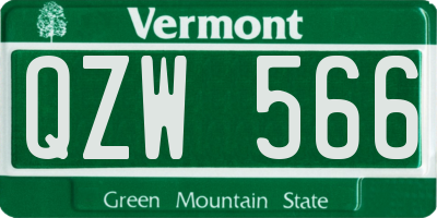 VT license plate QZW566