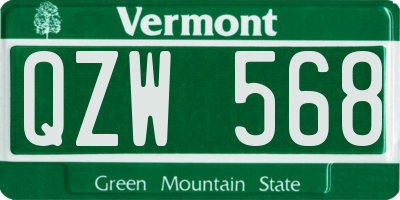 VT license plate QZW568