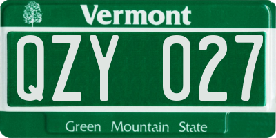 VT license plate QZY027