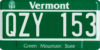 VT license plate QZY153