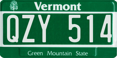 VT license plate QZY514