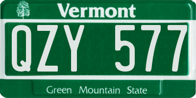 VT license plate QZY577