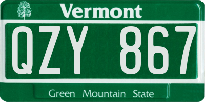 VT license plate QZY867