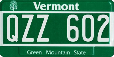 VT license plate QZZ602