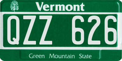 VT license plate QZZ626