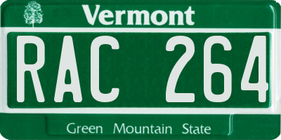 VT license plate RAC264