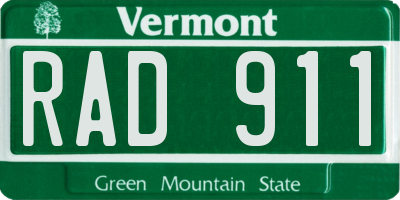 VT license plate RAD911