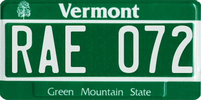 VT license plate RAE072