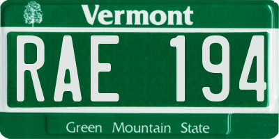 VT license plate RAE194