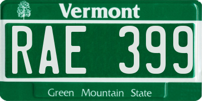 VT license plate RAE399