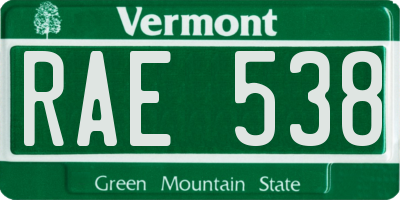 VT license plate RAE538
