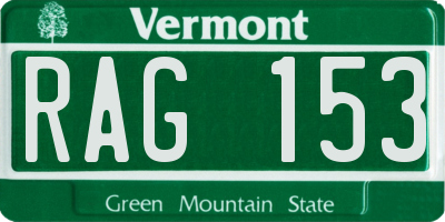 VT license plate RAG153