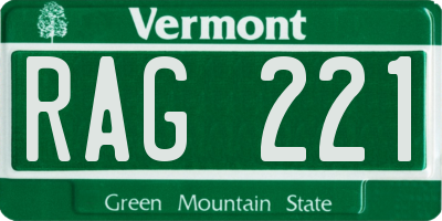 VT license plate RAG221