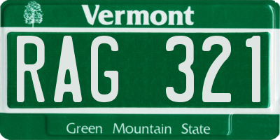 VT license plate RAG321