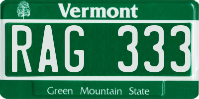 VT license plate RAG333