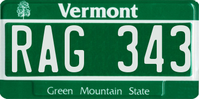 VT license plate RAG343