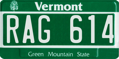 VT license plate RAG614