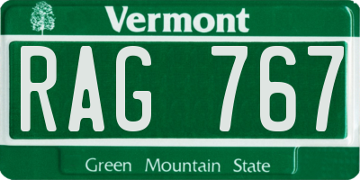 VT license plate RAG767
