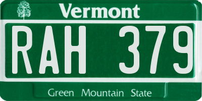 VT license plate RAH379