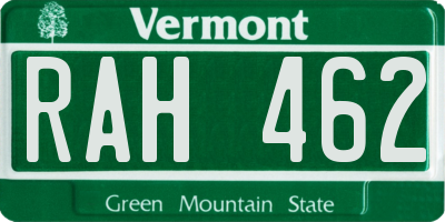 VT license plate RAH462