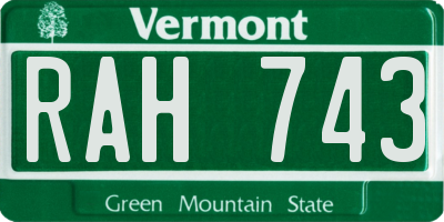 VT license plate RAH743