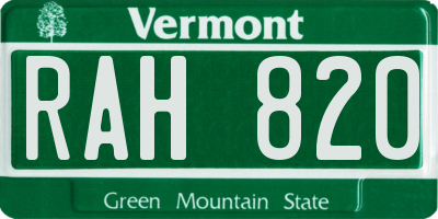 VT license plate RAH820