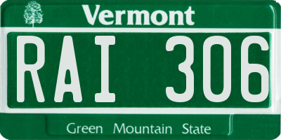 VT license plate RAI306