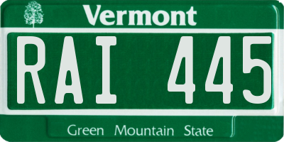VT license plate RAI445