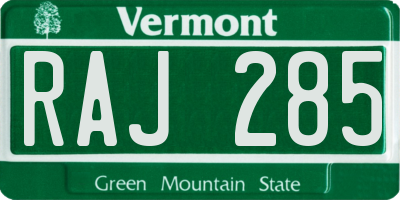 VT license plate RAJ285