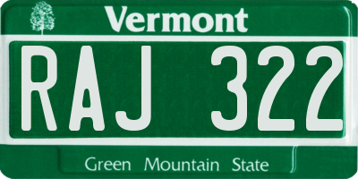 VT license plate RAJ322