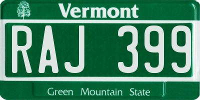VT license plate RAJ399