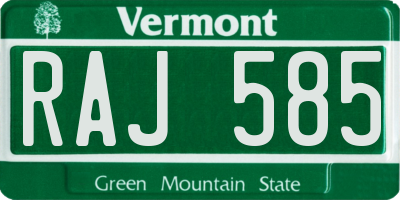 VT license plate RAJ585