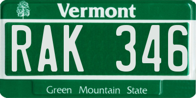 VT license plate RAK346