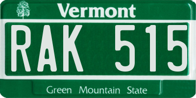 VT license plate RAK515