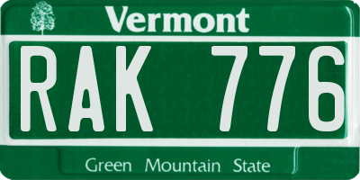 VT license plate RAK776