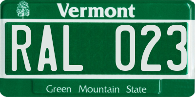 VT license plate RAL023