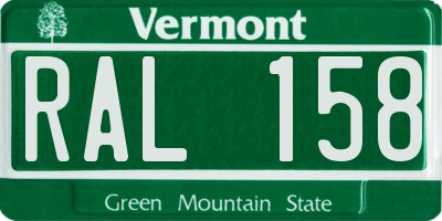 VT license plate RAL158