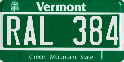VT license plate RAL384