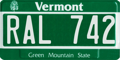 VT license plate RAL742