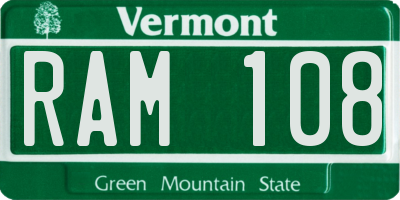VT license plate RAM108