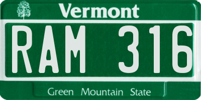 VT license plate RAM316
