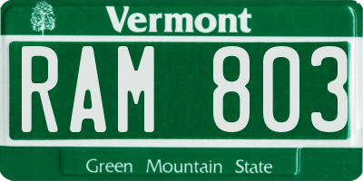 VT license plate RAM803