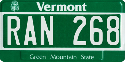 VT license plate RAN268