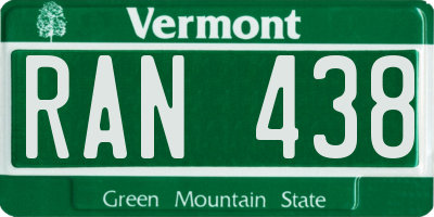 VT license plate RAN438
