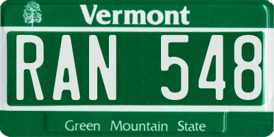 VT license plate RAN548