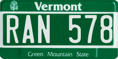 VT license plate RAN578
